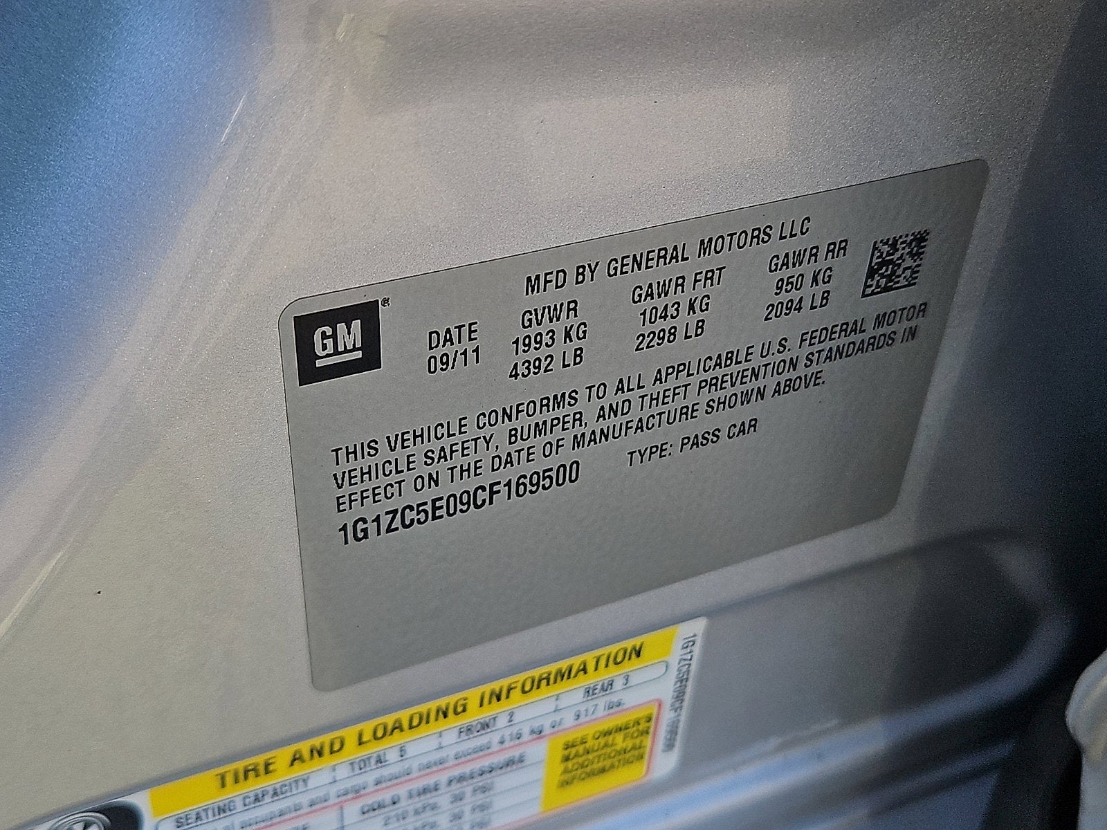 2012 Chevrolet Malibu LT w/1LT