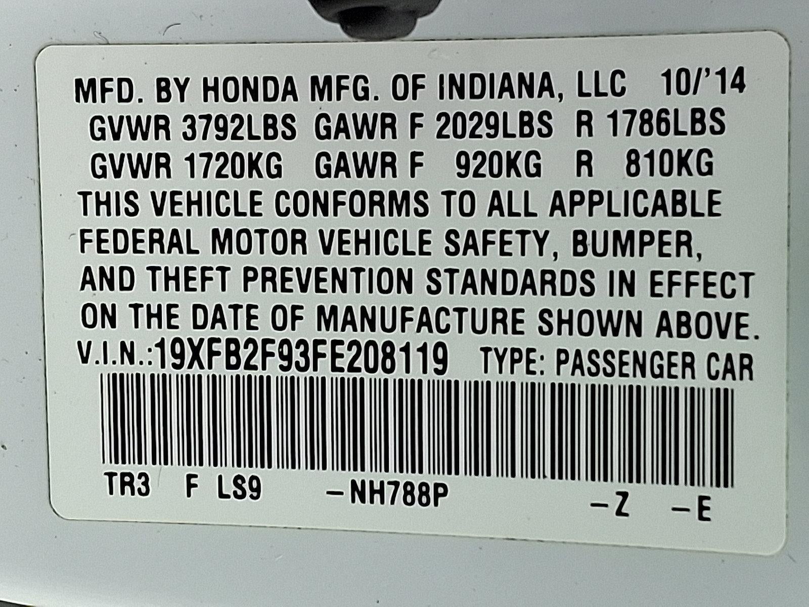 2015 Honda Civic Sedan EX-L CVT with Navigation