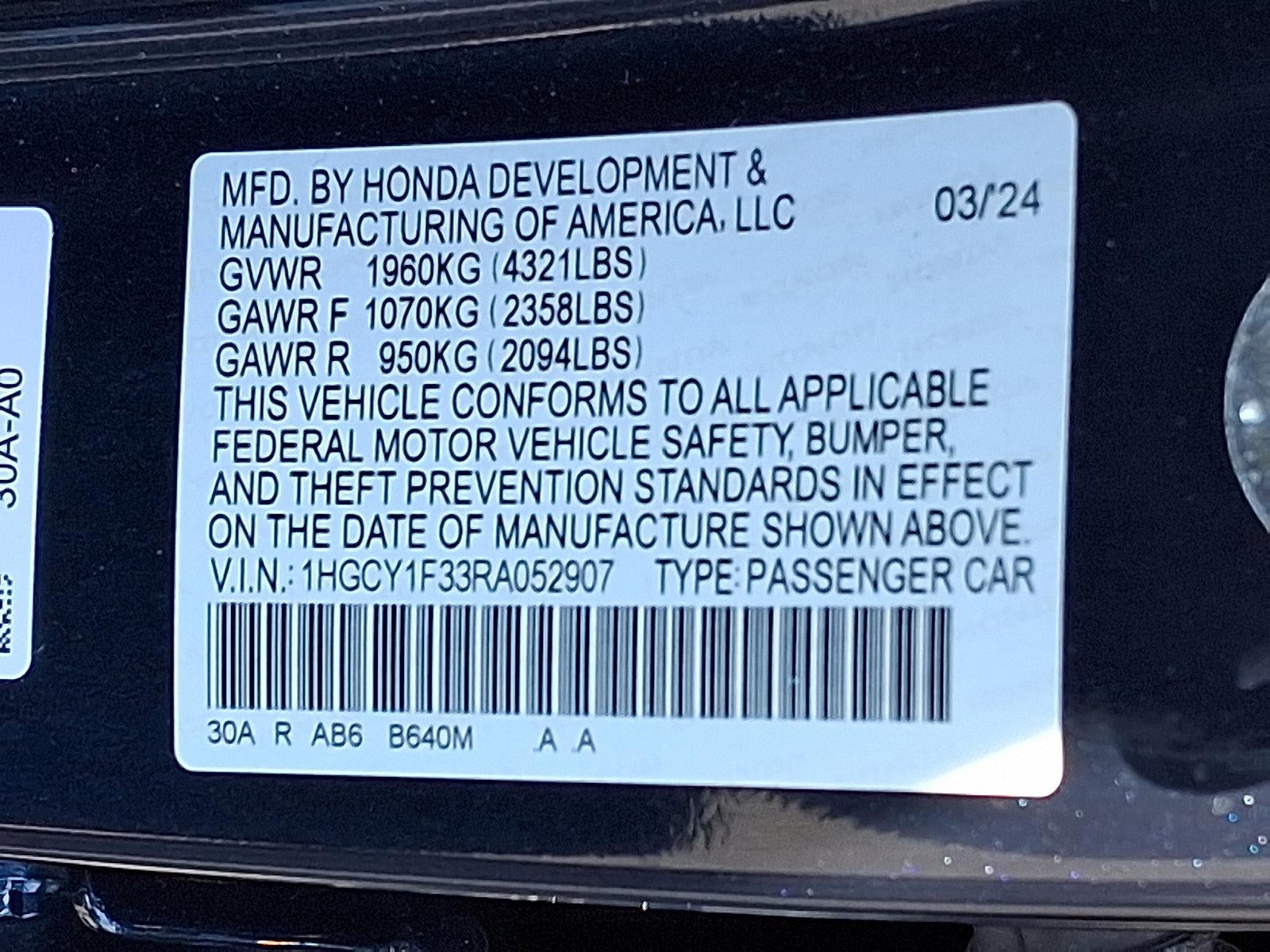 2024 Honda Accord Sedan EX CVT
