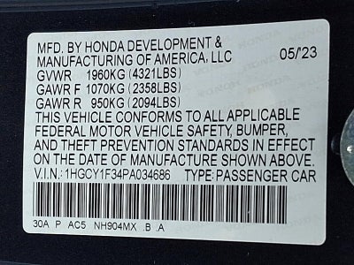 2023 Honda Accord Sedan EX CVT