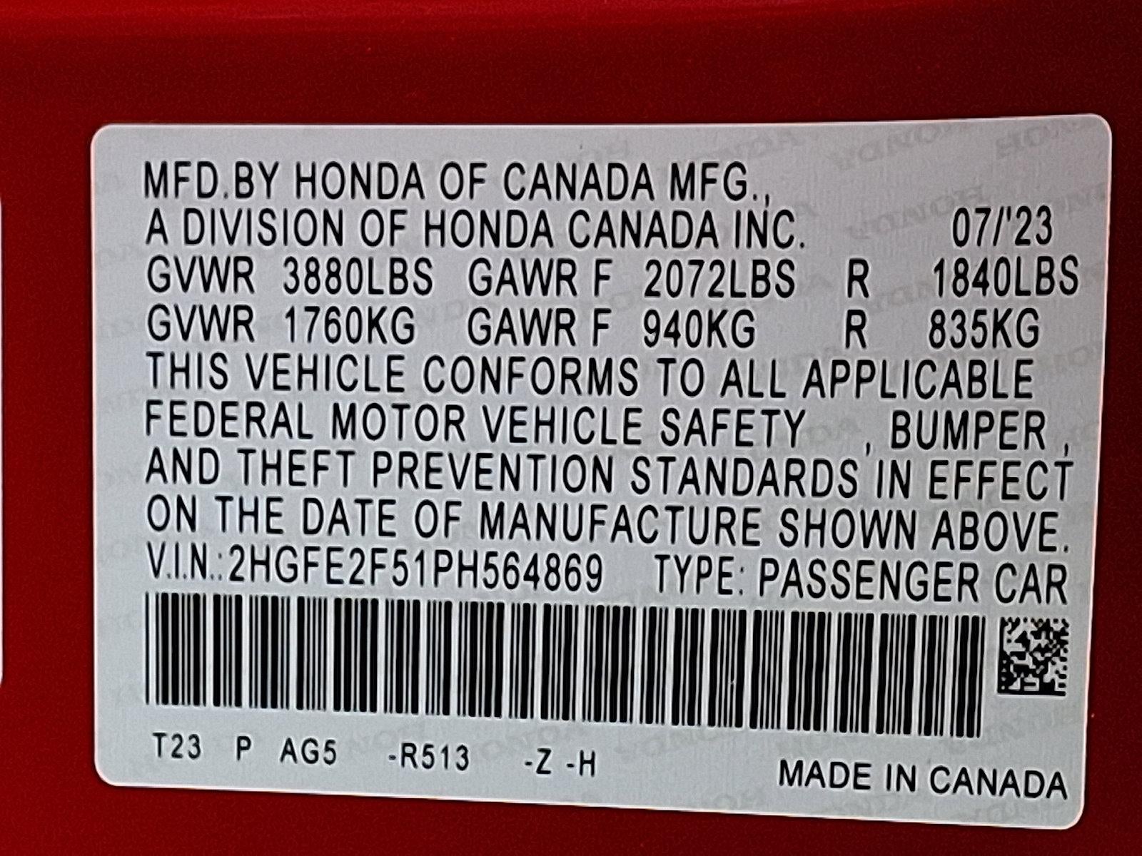 2023 Honda Civic Sedan Sport CVT