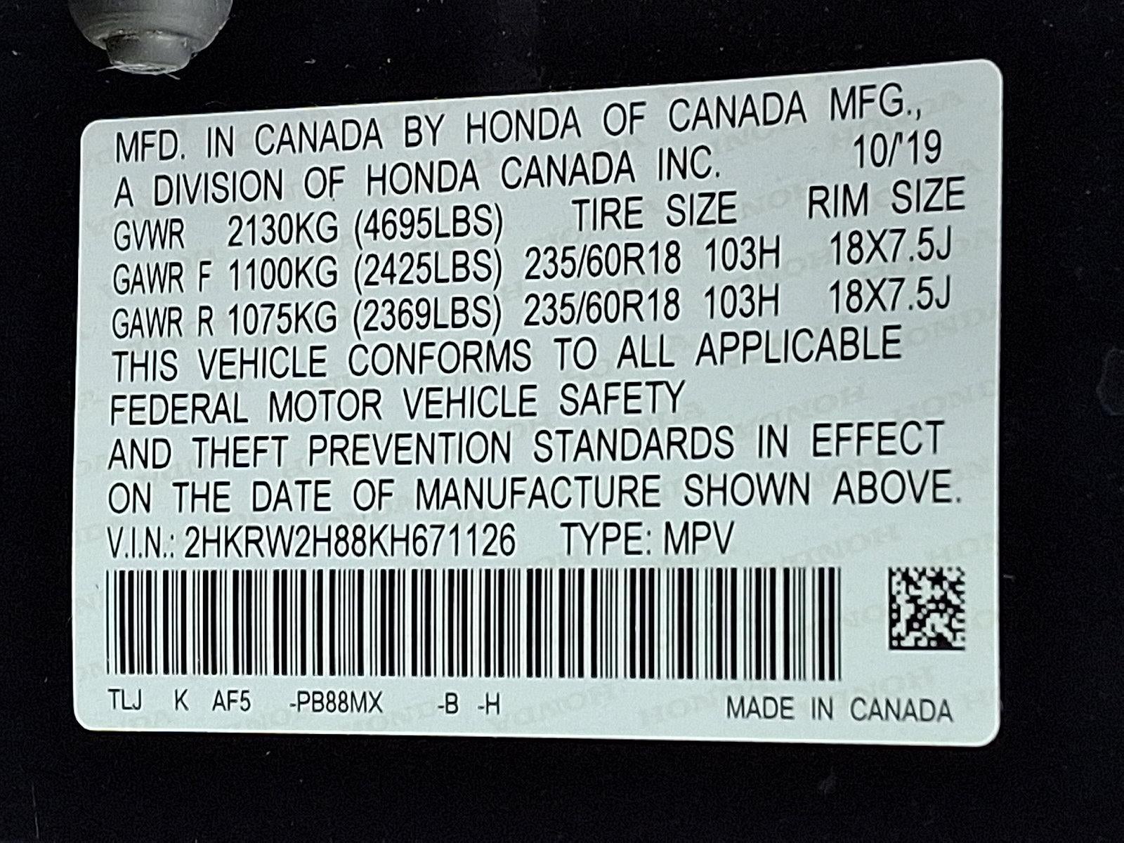 2019 Honda CR-V EX-L AWD