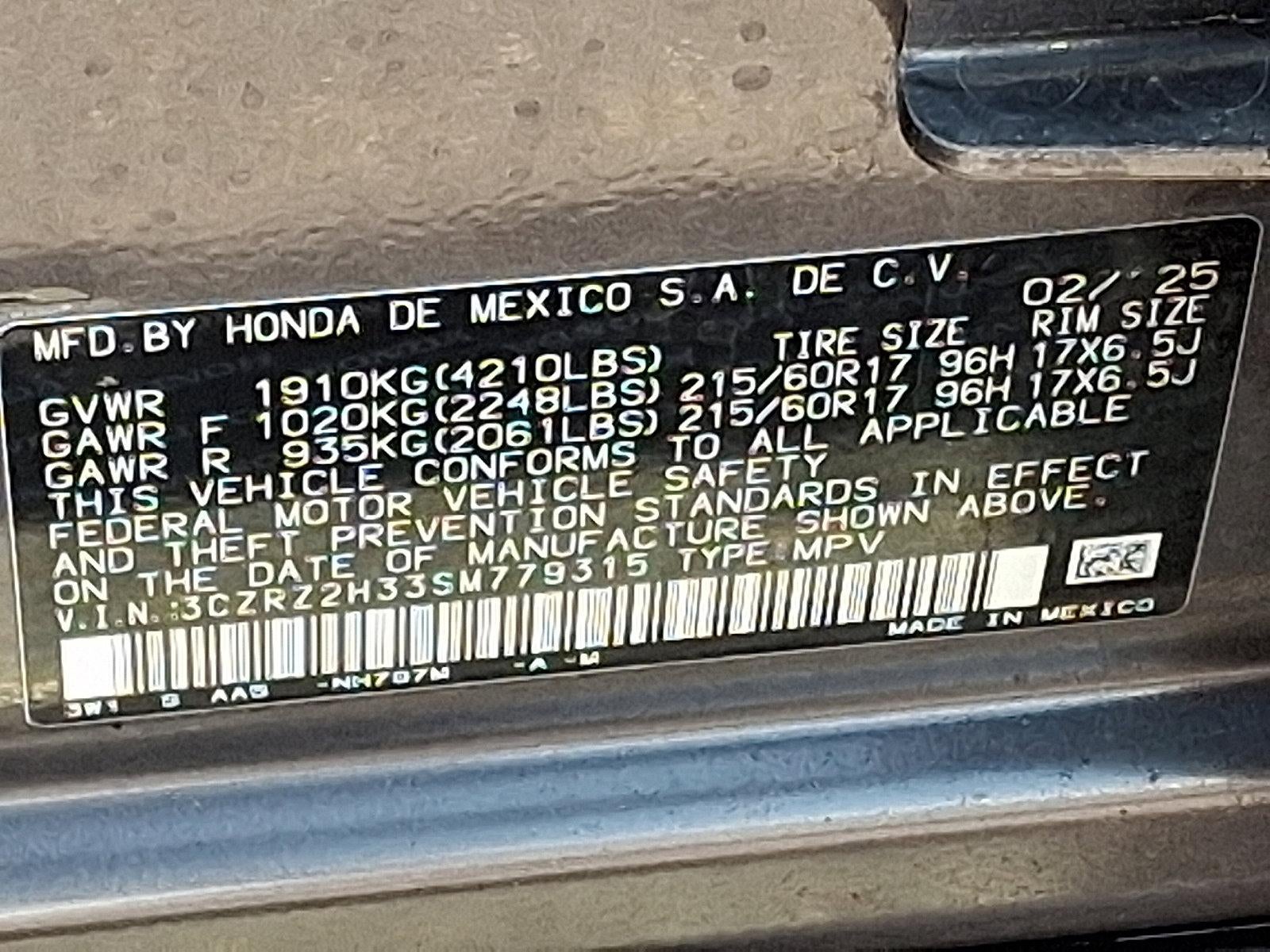 2025 Honda HR-V LX AWD CVT