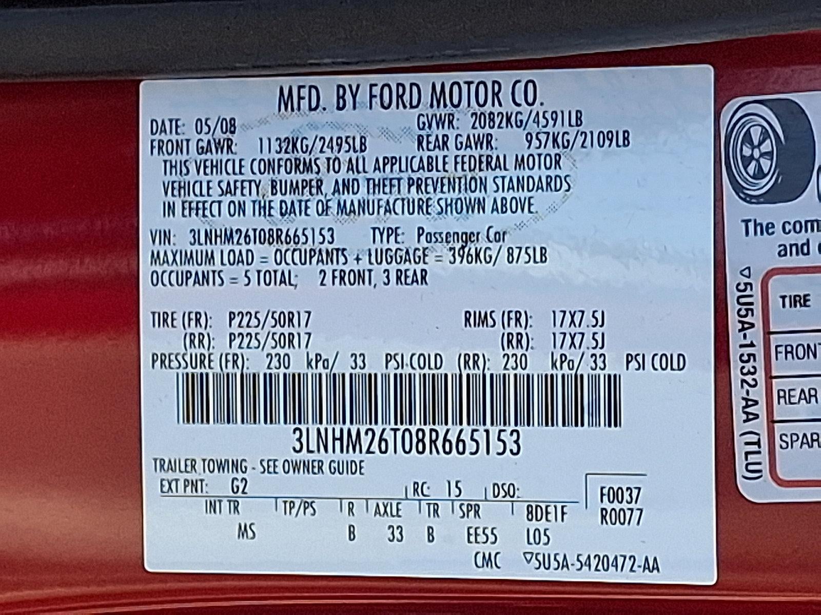 2008 Lincoln MKZ 4dr Sdn FWD