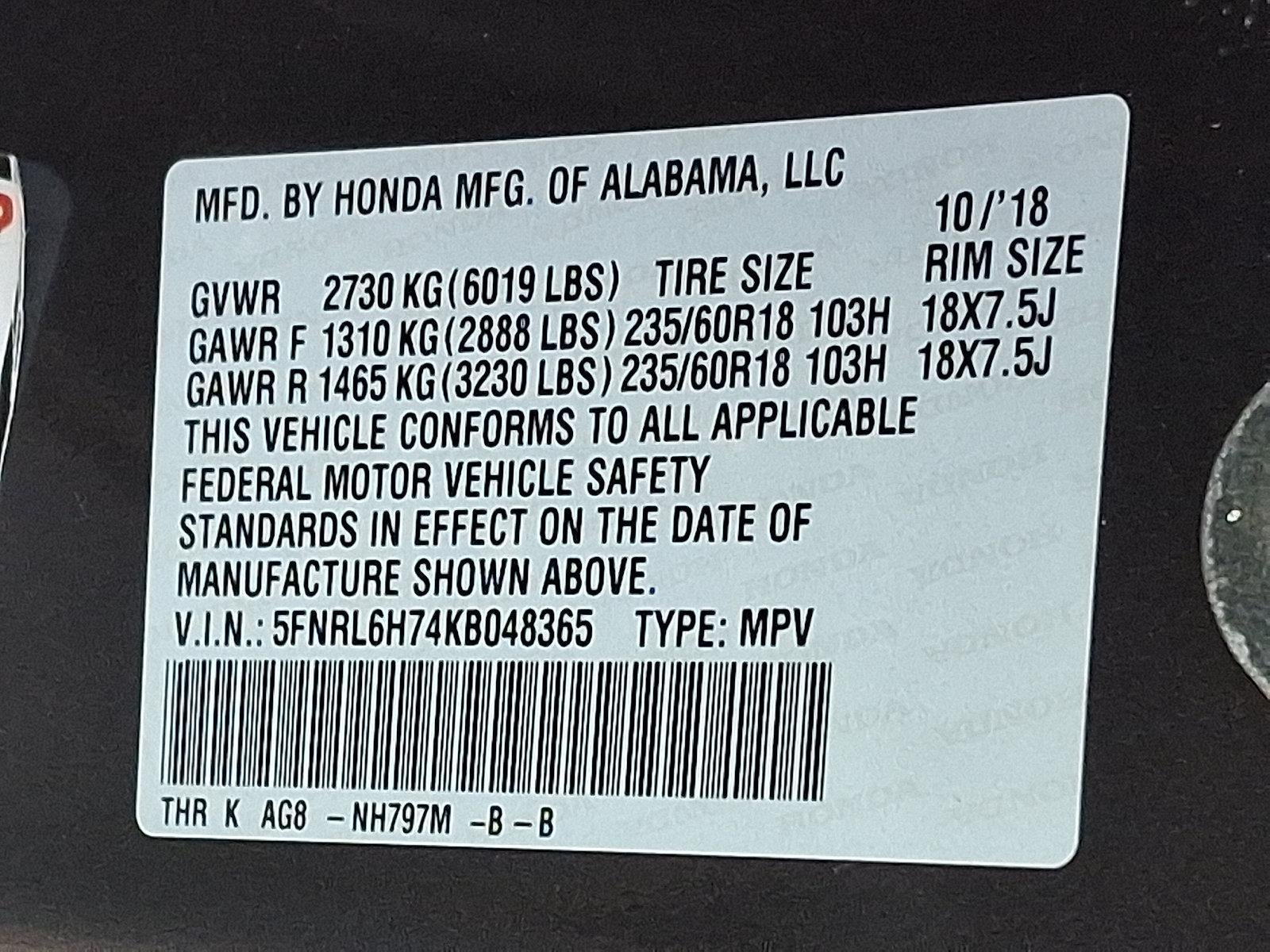 2019 Honda Odyssey EX-L Auto