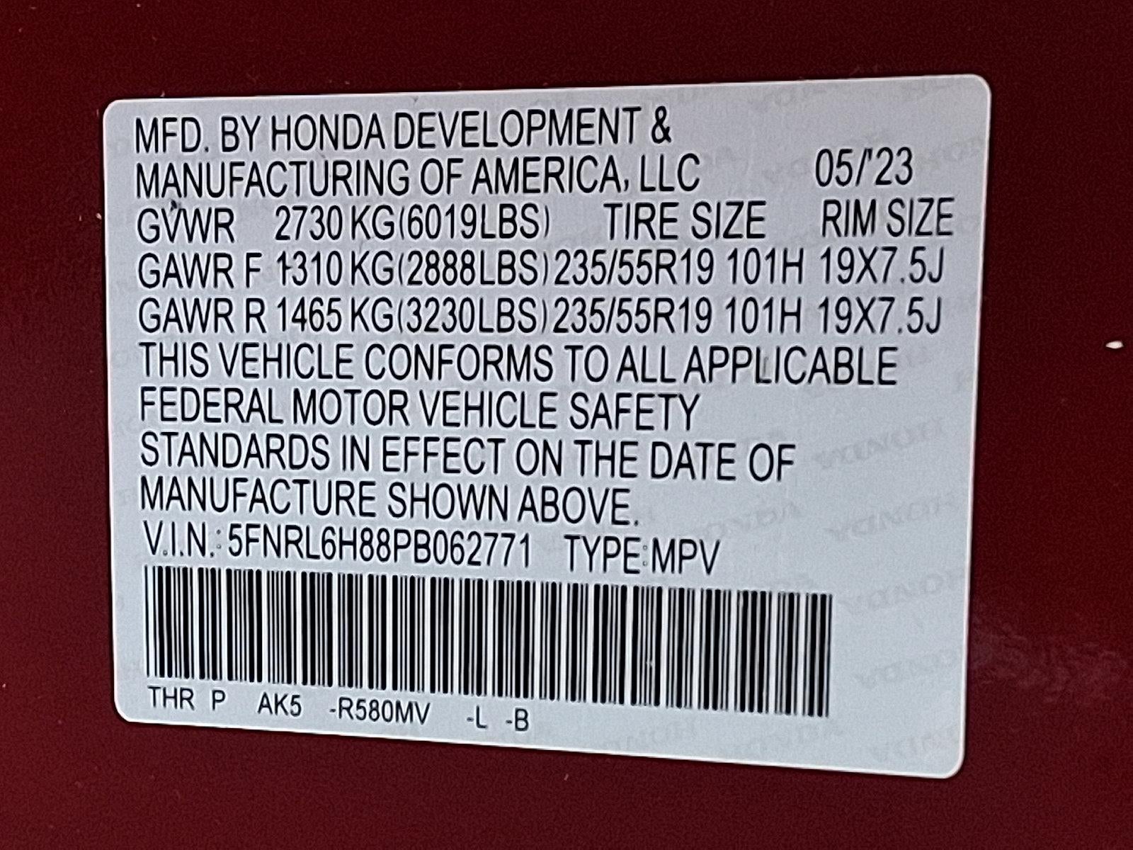 2023 Honda Odyssey Touring Auto