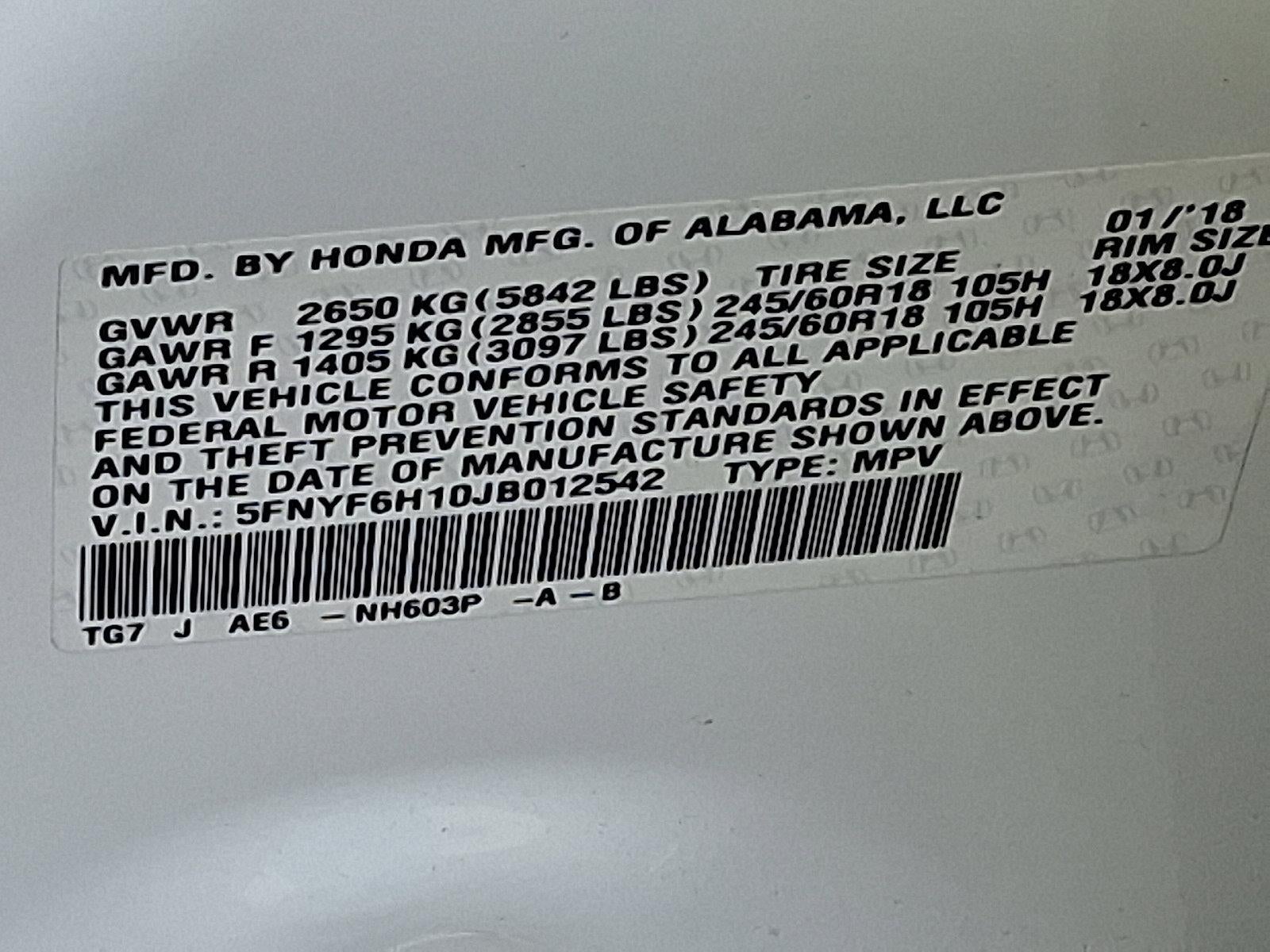 2018 Honda Pilot LX AWD