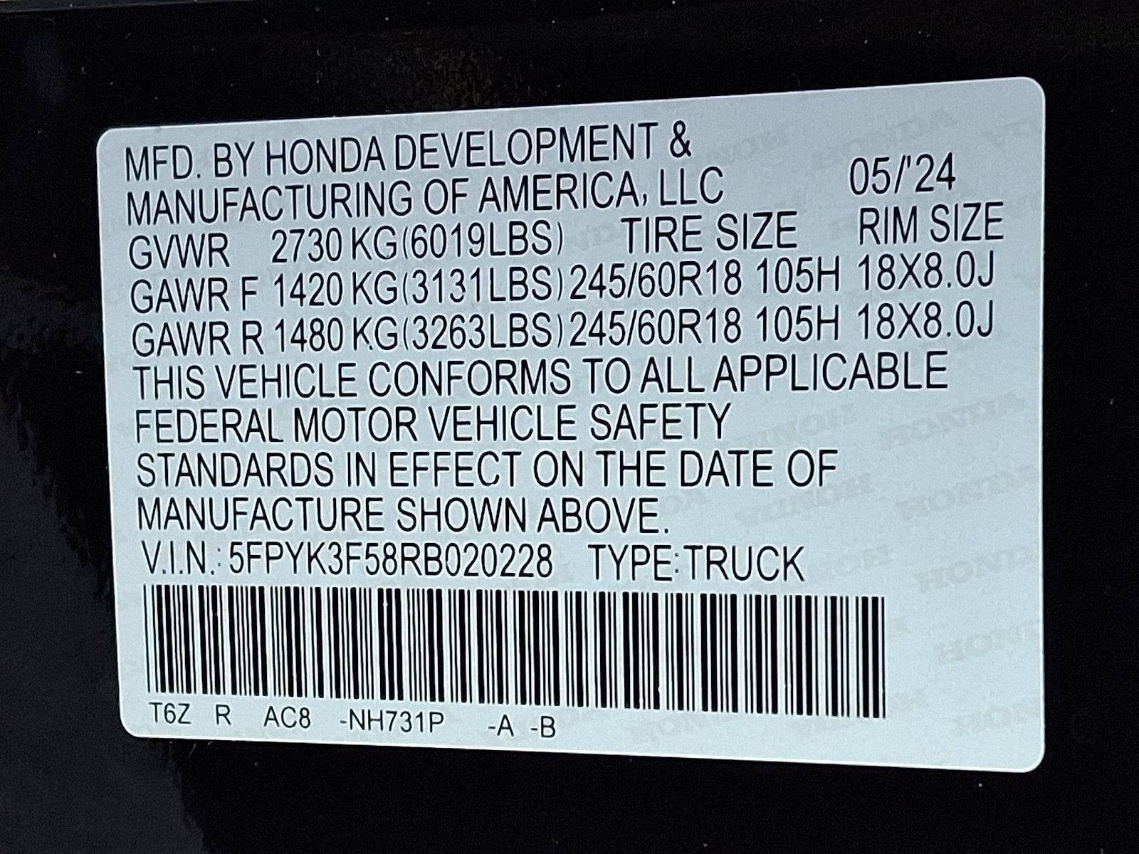 2024 Honda Ridgeline RTL AWD