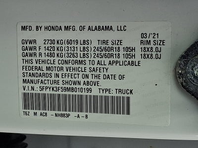 2021 Honda Ridgeline RTL AWD