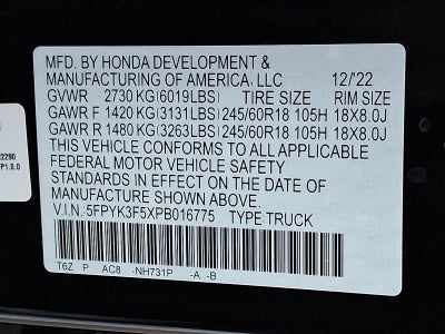 2023 Honda Ridgeline RTL AWD