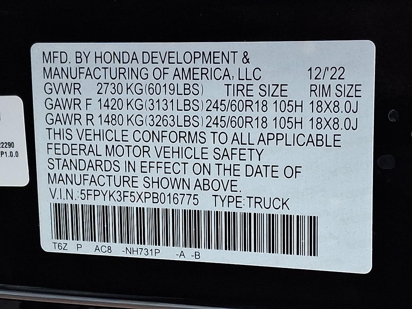 2023 Honda Ridgeline RTL AWD