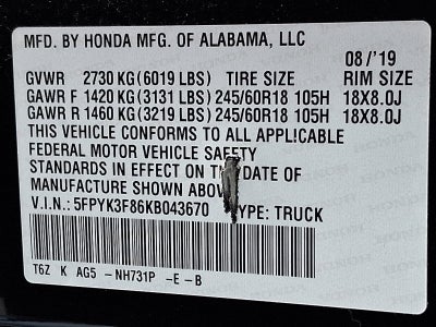 2019 Honda Ridgeline Black Edition AWD