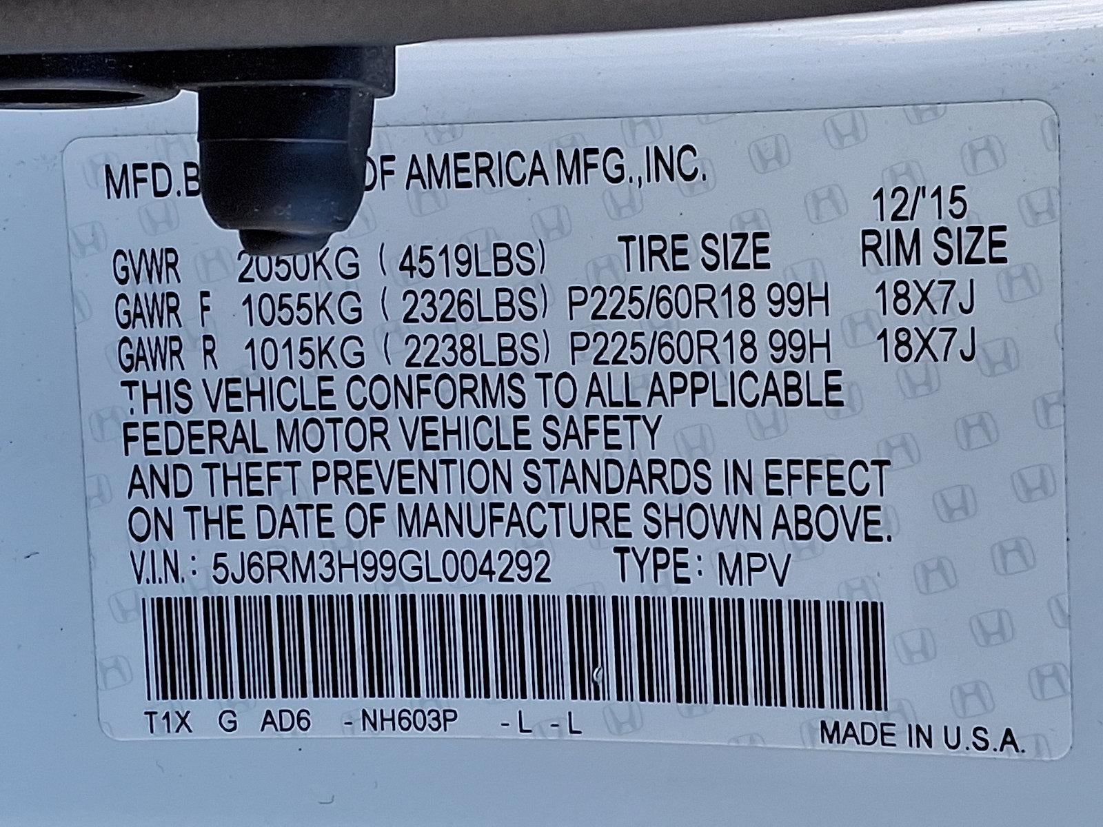 2016 Honda CR-V Touring 2WD