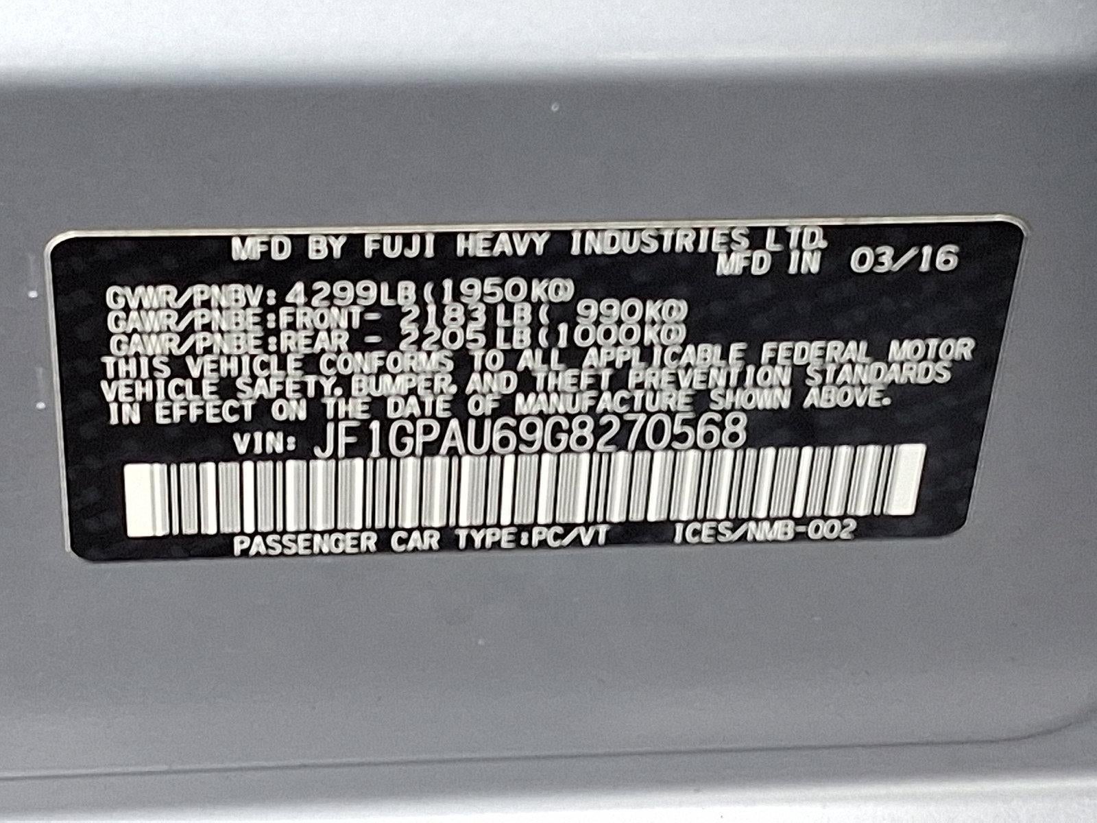 2016 Subaru Impreza Wagon 5dr CVT 2.0i Sport Limited