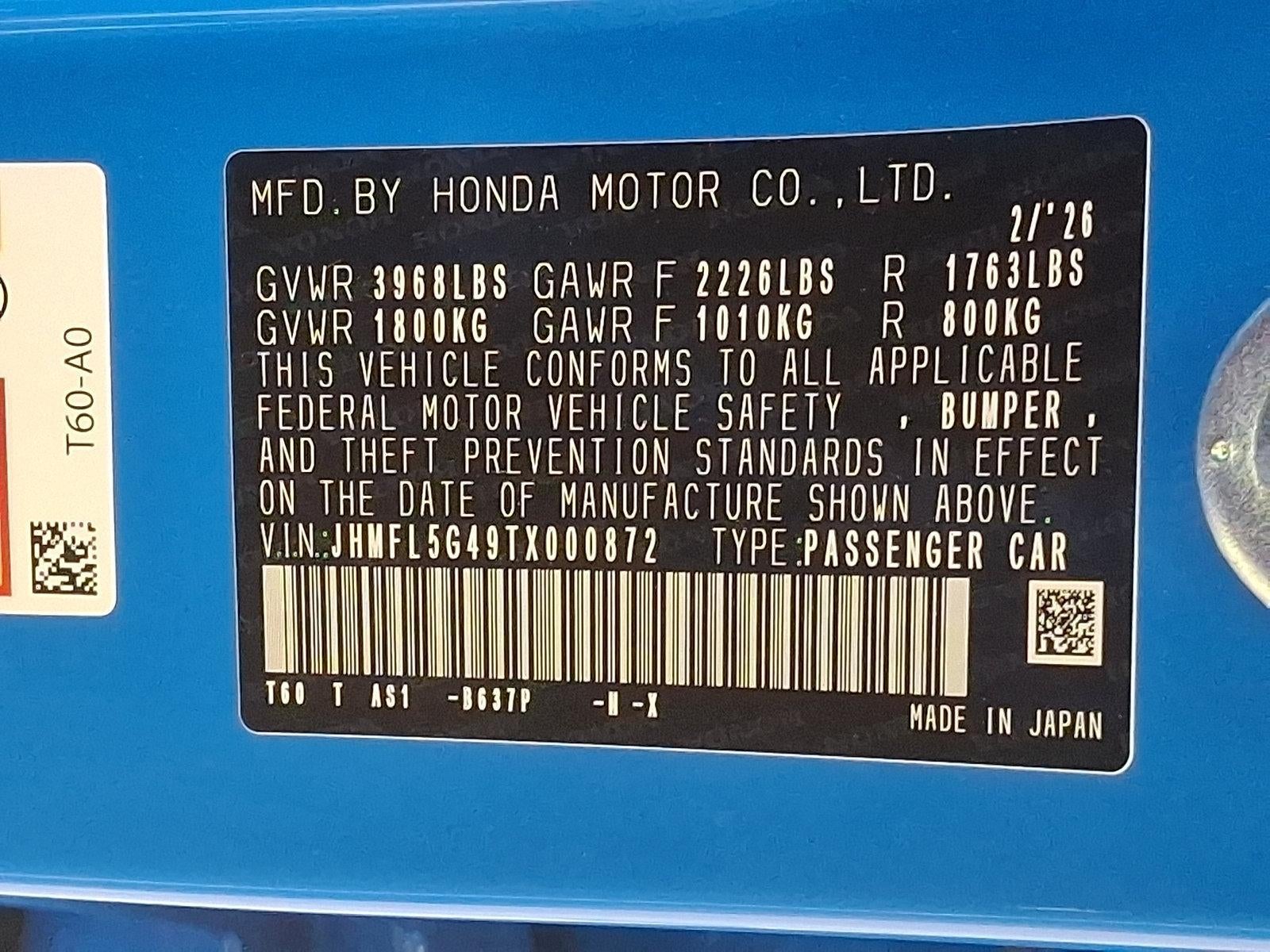 2026 Honda Civic Type R Manual Type R