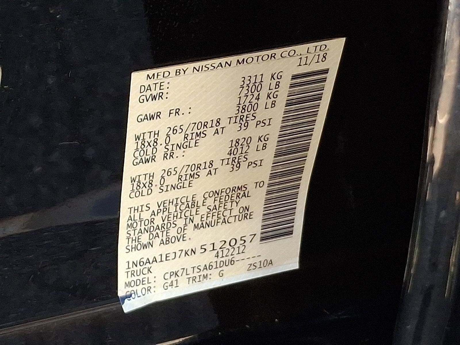 2019 Nissan Titan 4x4 Crew Cab SV