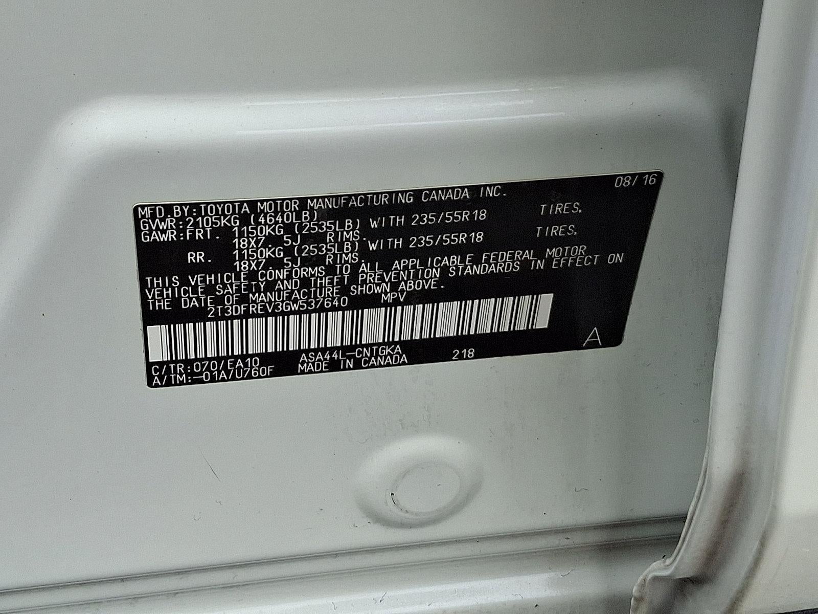 2016 Toyota RAV4 AWD 4dr Limited (Natl)