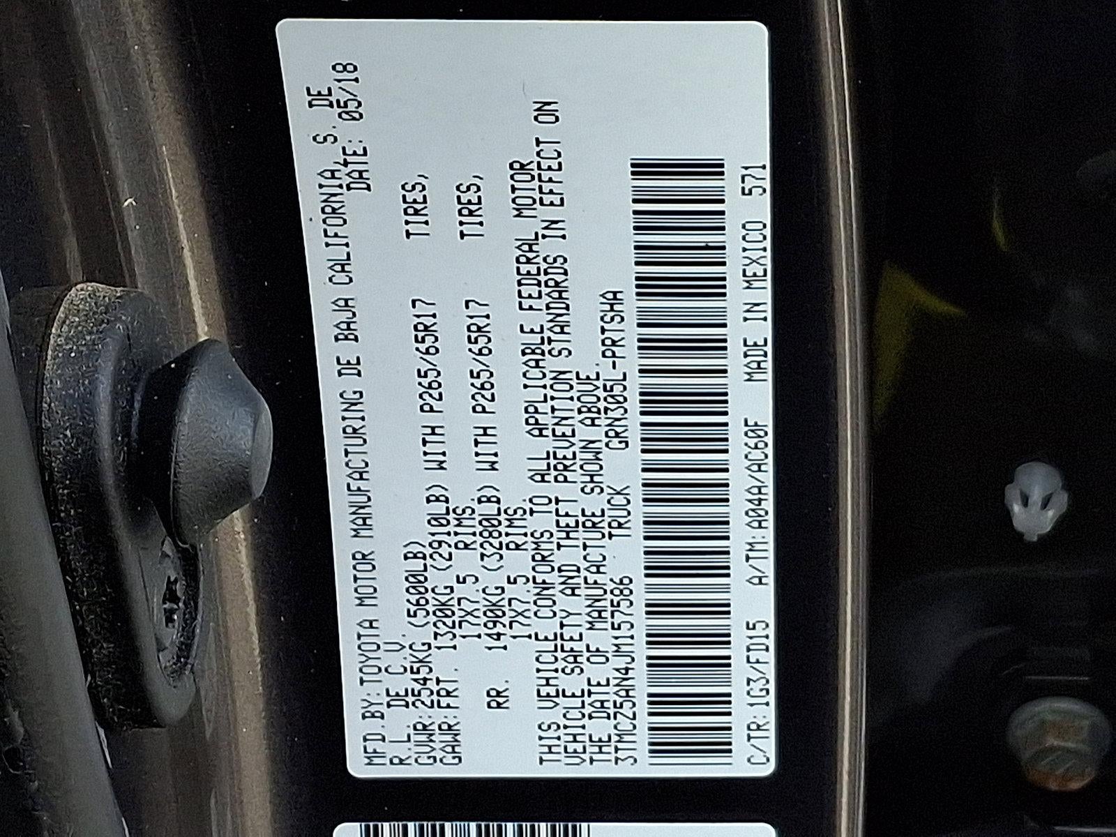 2018 Toyota Tacoma TRD Sport Double Cab 5' Bed V6 4x4 AT (Natl)