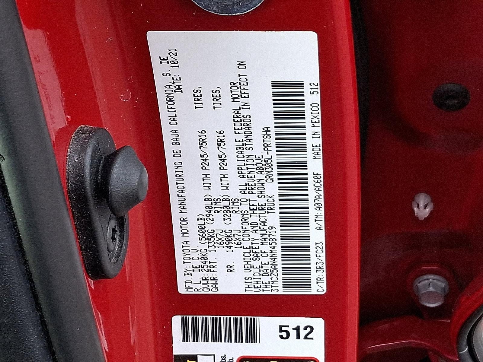 2022 Toyota Tacoma 4WD 4WD SR5 Double Cab 5' Bed V6 AT (GS)