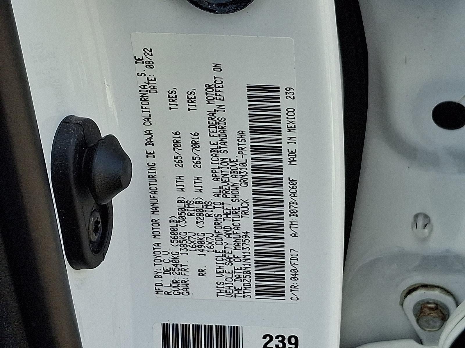 2022 Toyota Tacoma 4WD 4WD TRD Off Road Double Cab 6' Bed V6 AT (Natl)