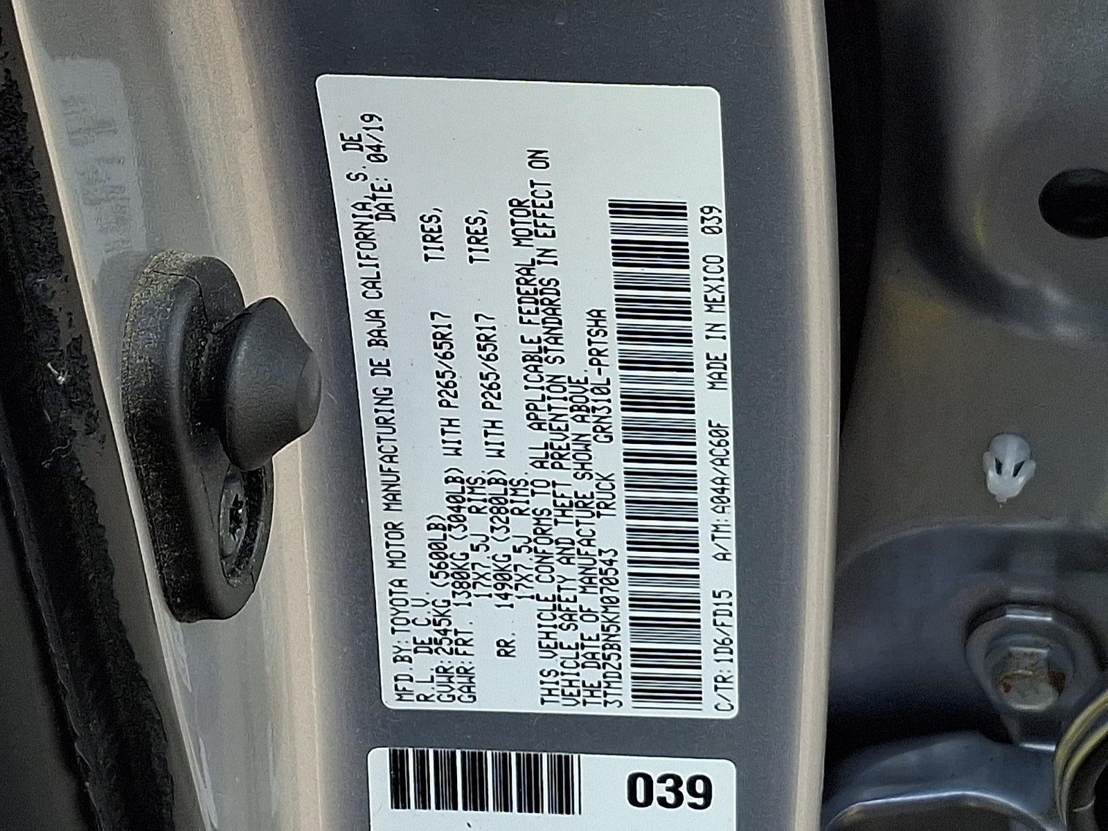 2019 Toyota Tacoma 4WD 4WD TRD Sport Double Cab 6' Bed V6 AT (Natl)