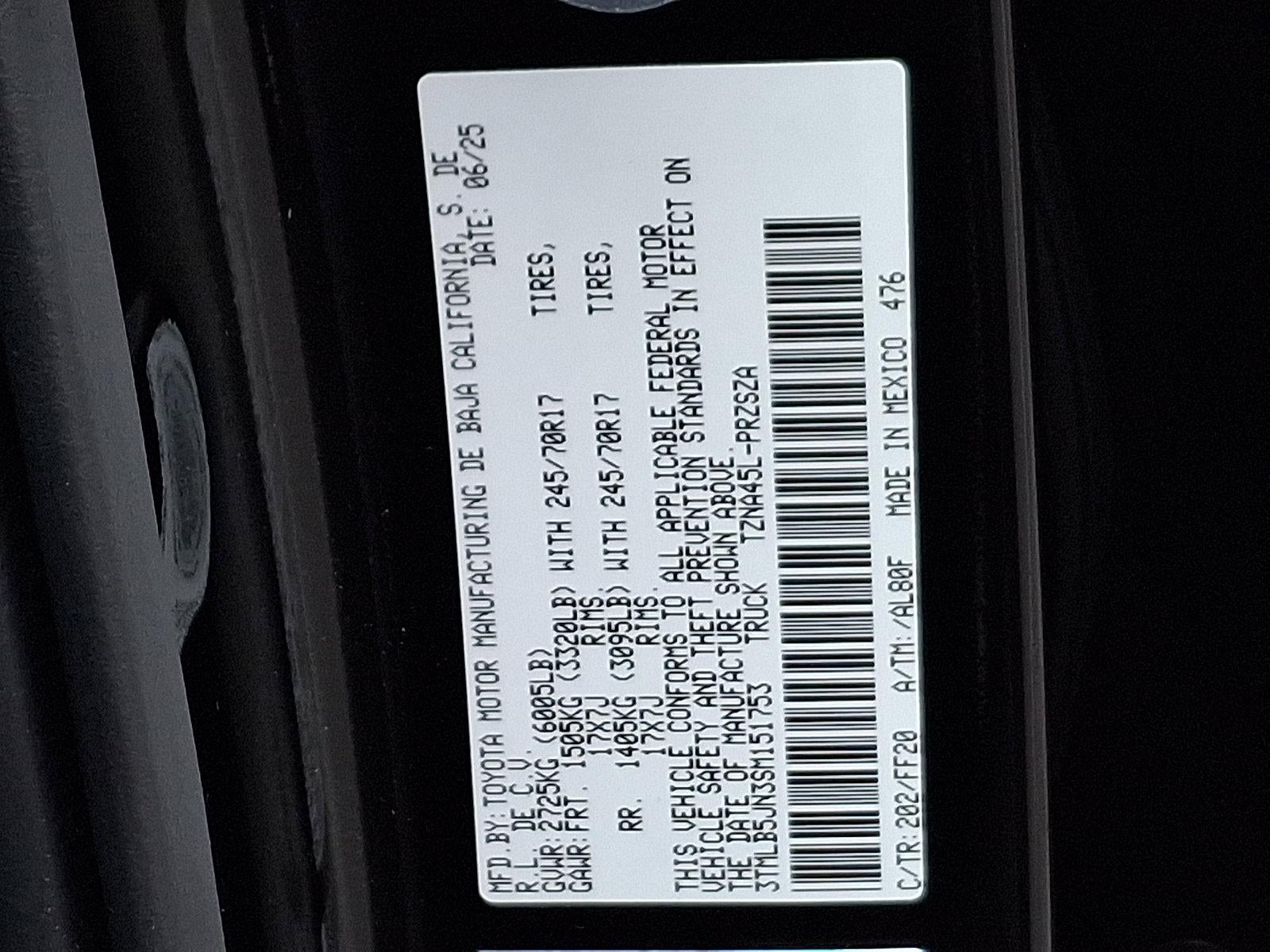 2025 Toyota Tacoma 4WD 4WD SR5 Double Cab 5' Bed AT (GS)