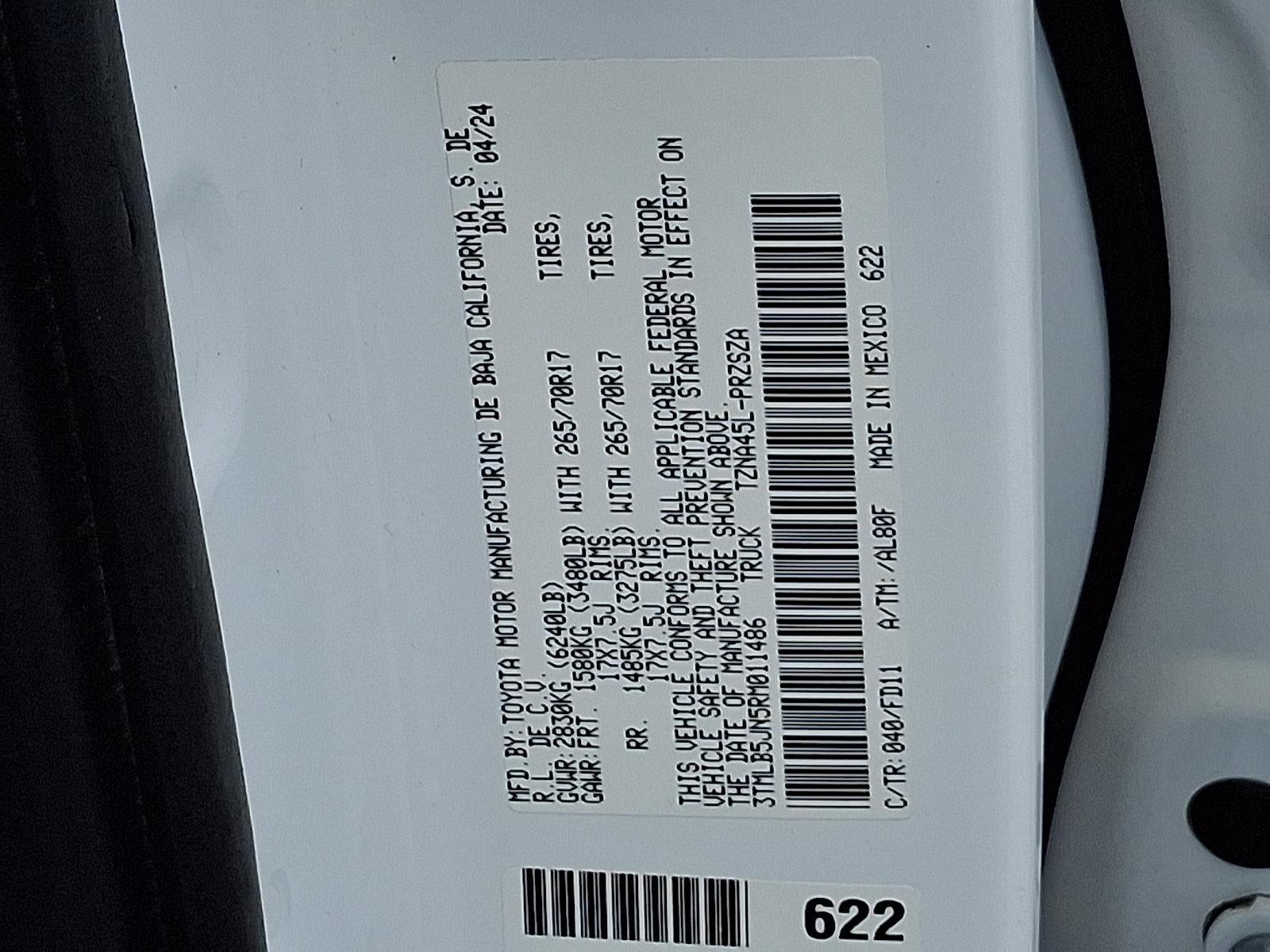 2024 Toyota Tacoma 4WD 4WD TRD Off Road Double Cab 5' Bed AT (Natl)