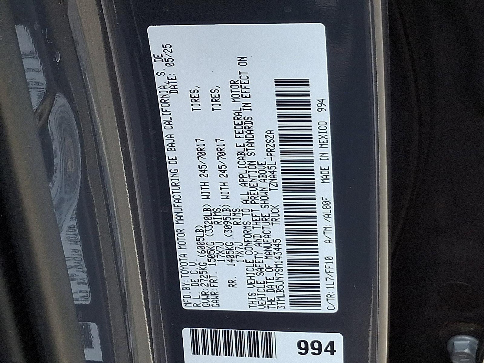 2025 Toyota Tacoma 4WD 4WD SR5 Double Cab 6' Bed AT (Natl)