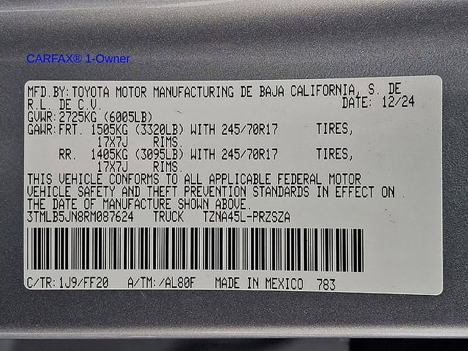 2024 Toyota Tacoma 4WD 4WD SR5 Double Cab 5' Bed AT (GS)