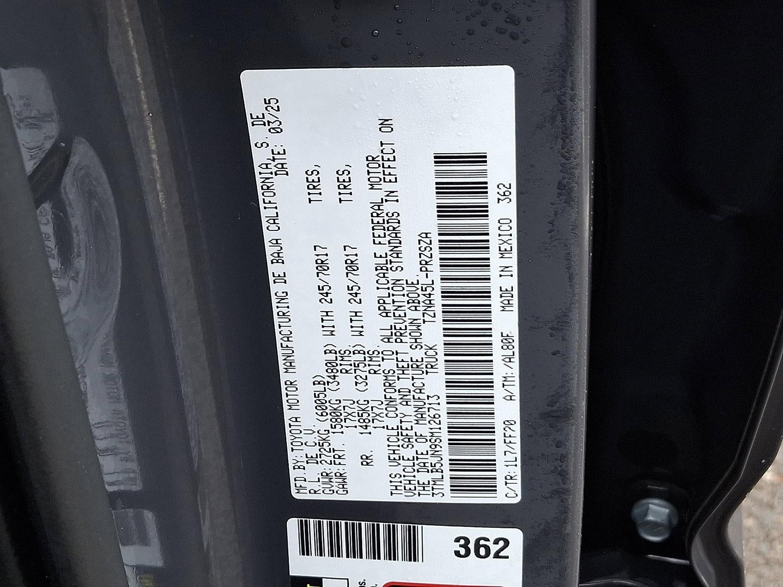 2025 Toyota Tacoma 4WD 4WD SR5 Double Cab 6' Bed AT (Natl)