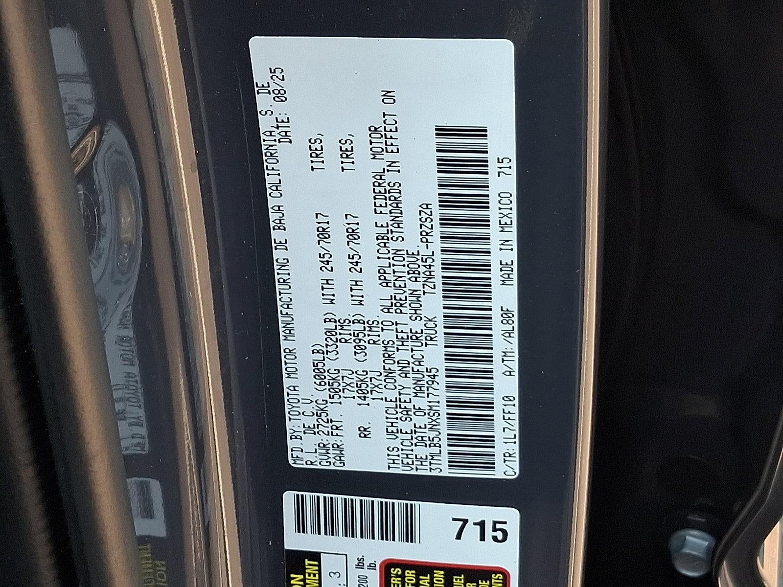 2025 Toyota Tacoma 4WD 4WD SR5 Double Cab 5' Bed AT (GS)