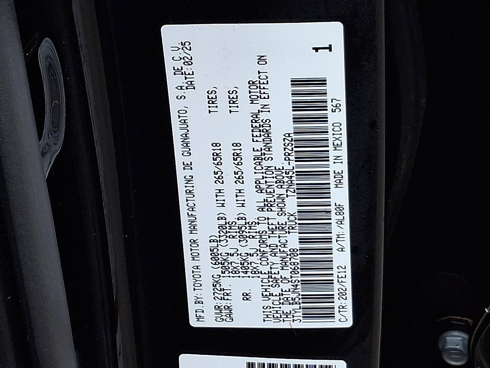 2025 Toyota Tacoma 4WD 4WD TRD Sport Double Cab 5' Bed AT (Natl)