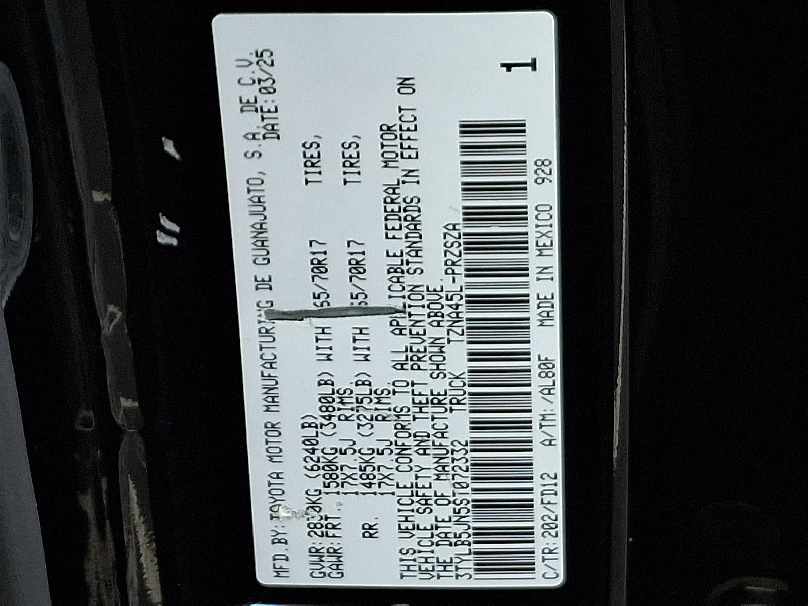 2025 Toyota Tacoma 4WD 4WD TRD Off Road Double Cab 5' Bed AT (Natl)