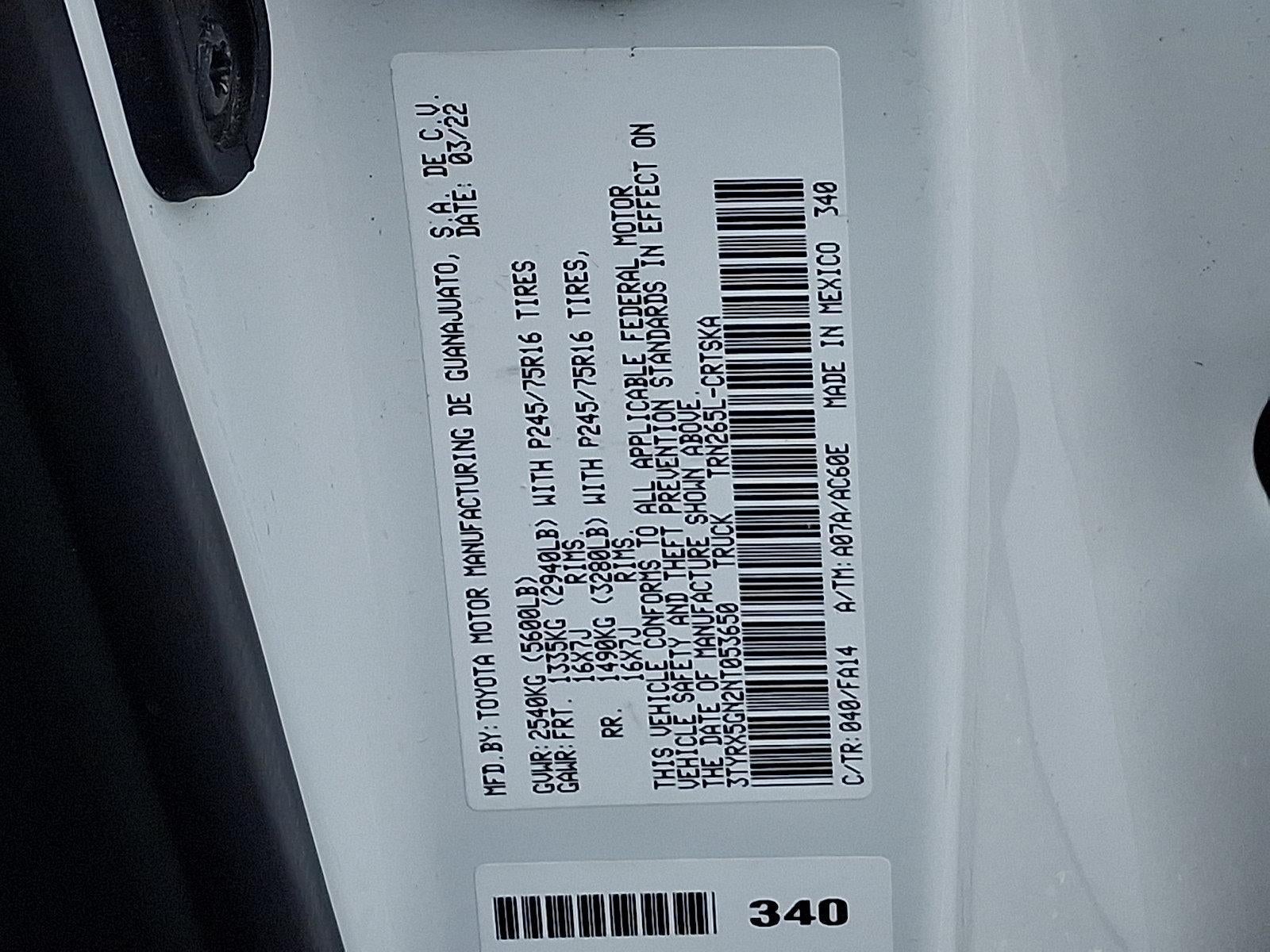 2022 Toyota Tacoma 2WD 2WD SR Access Cab 6' Bed I4 AT (GS)