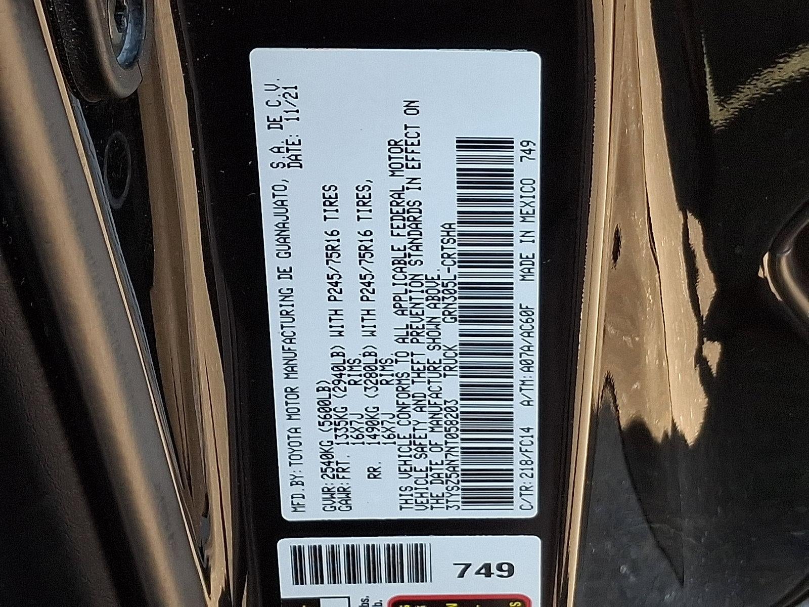 2022 Toyota Tacoma 4WD 4WD SR5 Access Cab 6' Bed V6 AT (SE)