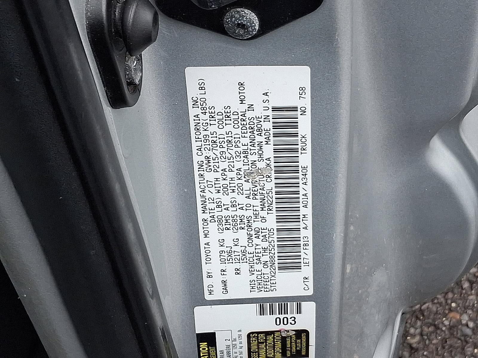 2008 Toyota Tacoma 2WD Access Cab Standard Bed I4 Automatic (Natl)