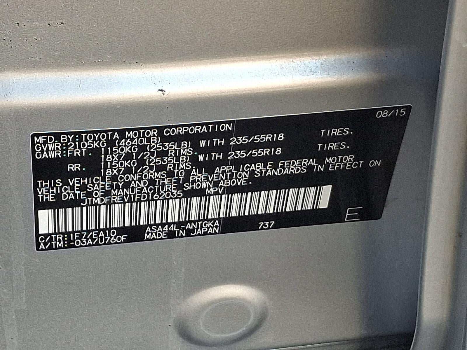 2015 Toyota RAV4 AWD 4dr Limited (Natl)