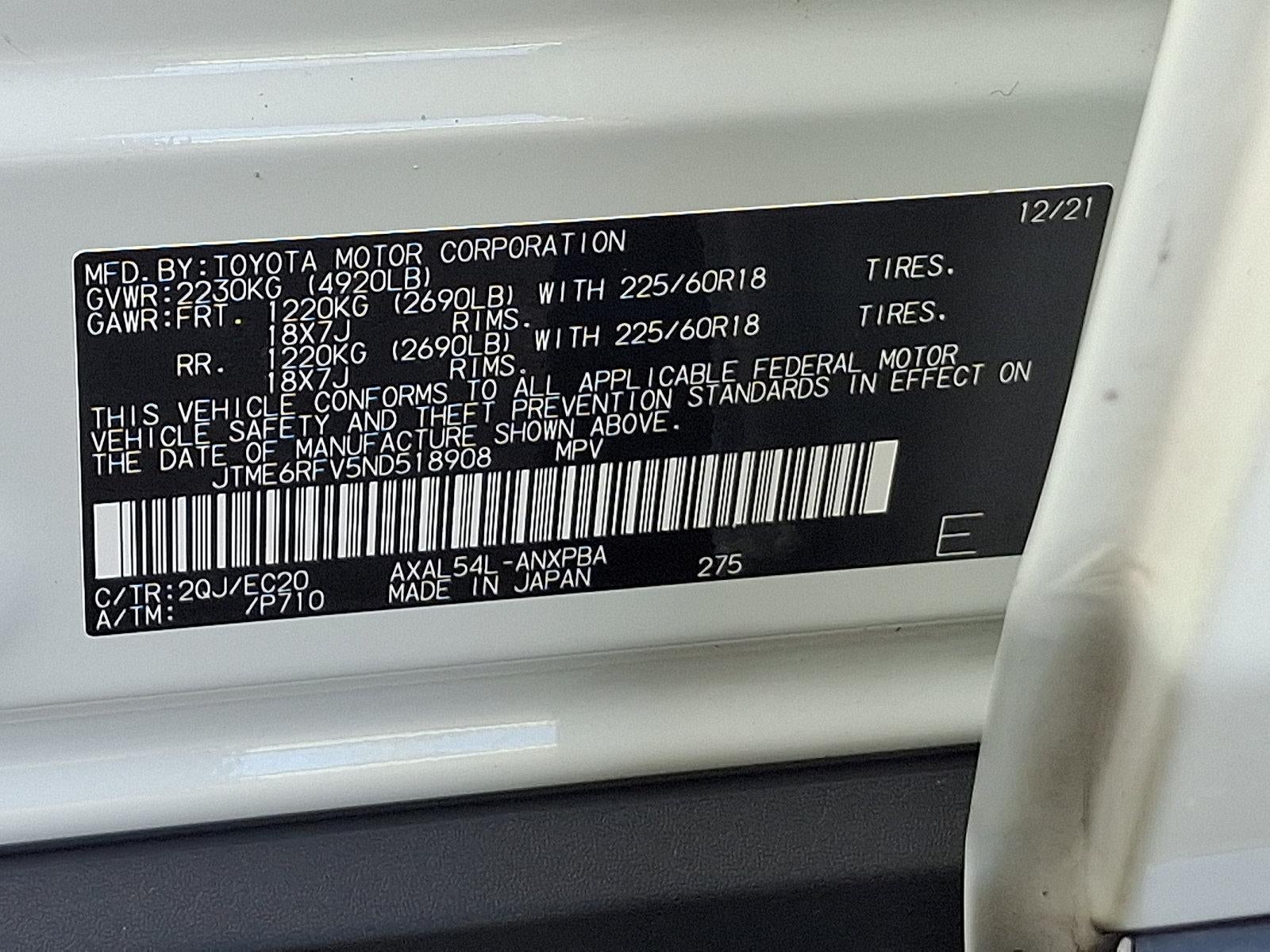 2022 Toyota RAV4 Hybrid XSE AWD (Natl)