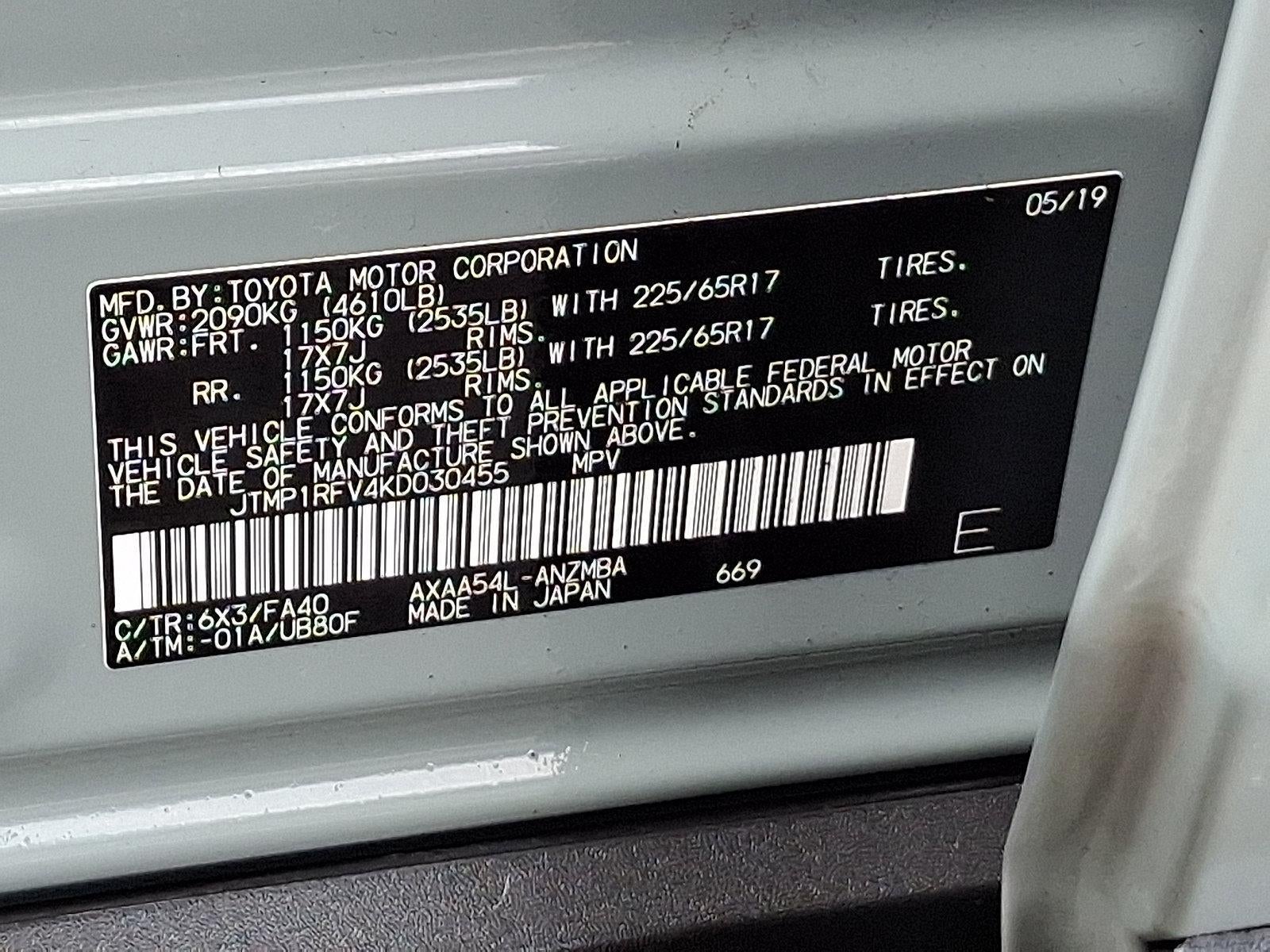 2019 Toyota RAV4 XLE AWD (Natl)