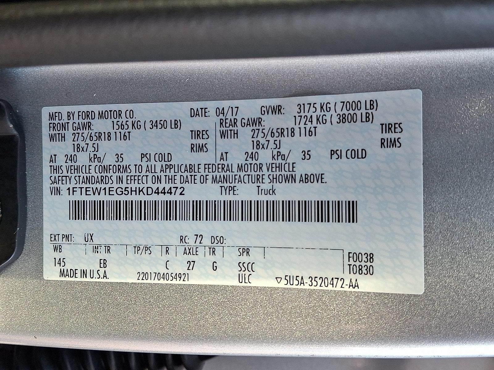 2017 Ford F-150 XLT 4WD SuperCrew 5.5' Box