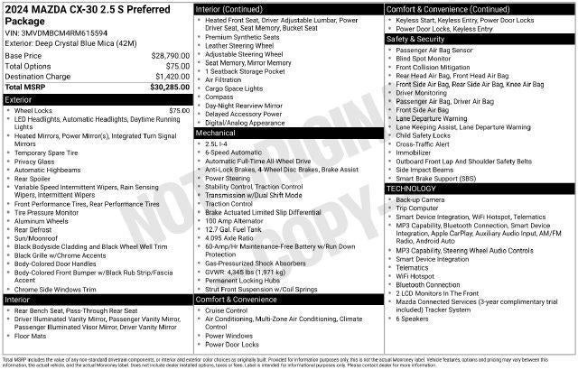 2024 Mazda Mazda CX-30 2.5 S Preferred Package AWD
