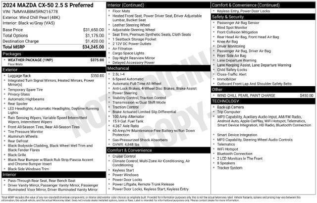 2024 Mazda Mazda CX-50 2.5 S Preferred Package AWD