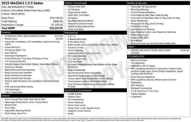 2025 Mazda Mazda3 Sedan 2.5 S FWD